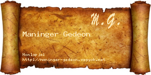Maninger Gedeon névjegykártya
